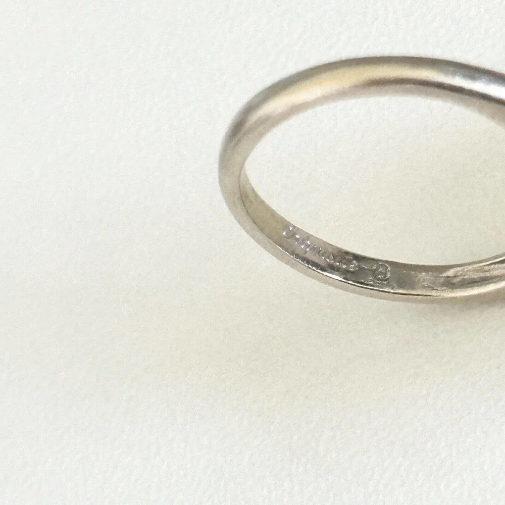 14K Solid White Gold Vintage Antique Deco Style Diamonds Band Ring Size 4.75